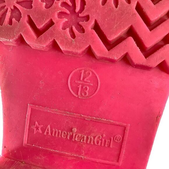 American Girl Peekaboo Willies Clear/Pink Calf Rain Boots Girl Rubber Size 12/13 - Picture 9 of 10